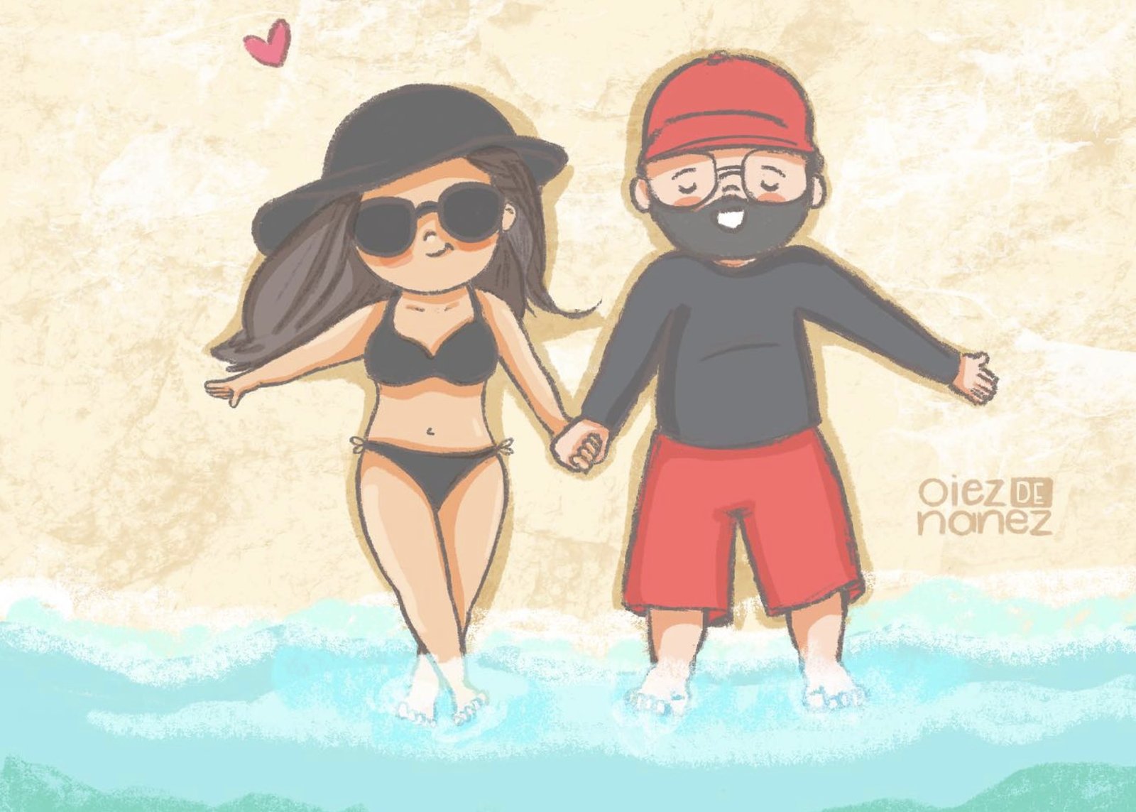 Nadya y Checho en el mar